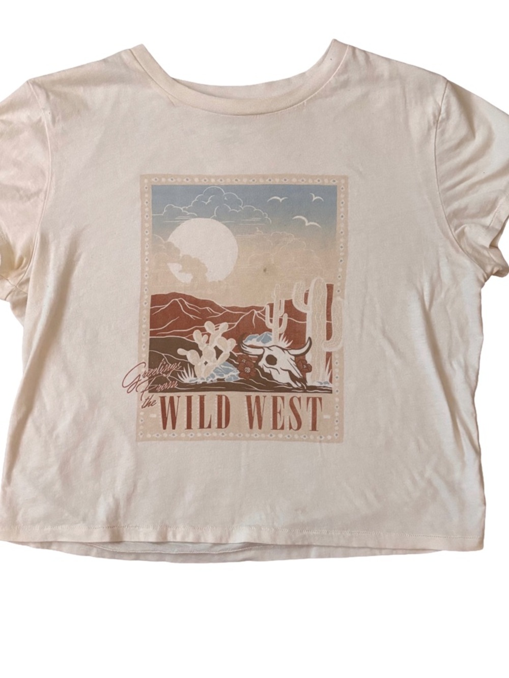 Z Supply Women’s Wild West Graphic T Shirt Cream Relaxed Size Large